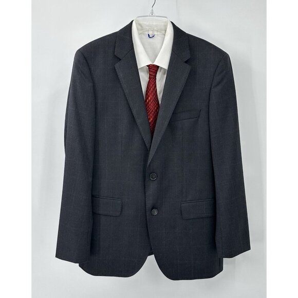 HUGO BOSS jacket blazer sport coat james4/sharp6 100% wool glen plaid gray 40R - Picture 2 of 10